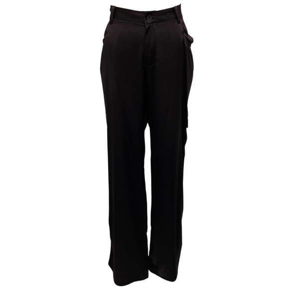 SABLYN DARK BROWN SILK CARGO PANTS - Picture 1 of 5